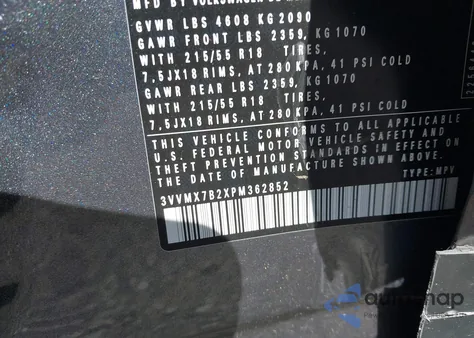 2023 Volkswagen Taos 1.5T S from USA, damaged, VIN 3VVMX7B2XPM362852